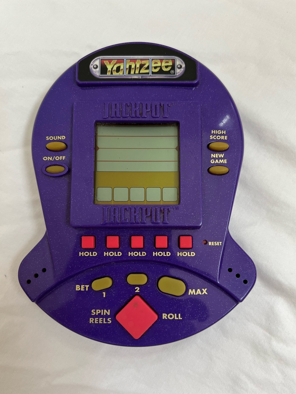 Yahtzee Jackpot Handheld Game 1999 WORKING Hasbro Dice Battery Operated NO Box